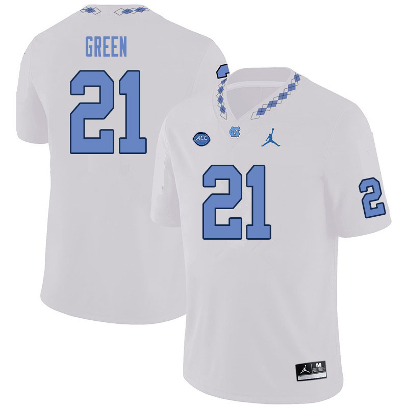 Men #21 Elijah Green North Carolina Tar Heels College Football Jerseys Sale-White